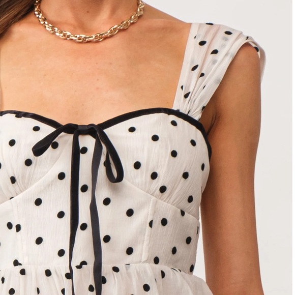 Vestique/Zoco Audrey White and black polka dot tiered maxi dress - Picture 4 of 4